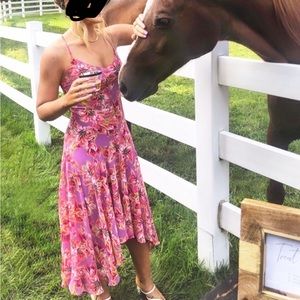 Astr pink floral midi dress